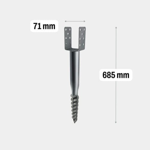 Śrubowy fundament U – 71x685mm Śrubowy fundament U – 71x685mm
